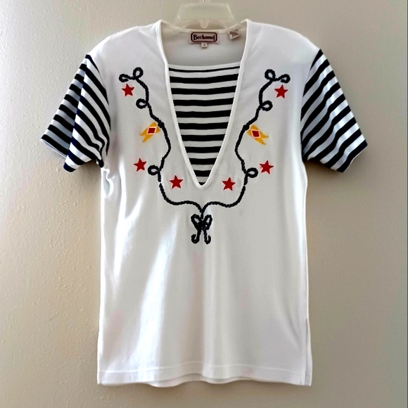 VTG 90s BECHAMEL Sailor Cotton Top, size S - Picture 1 of 10